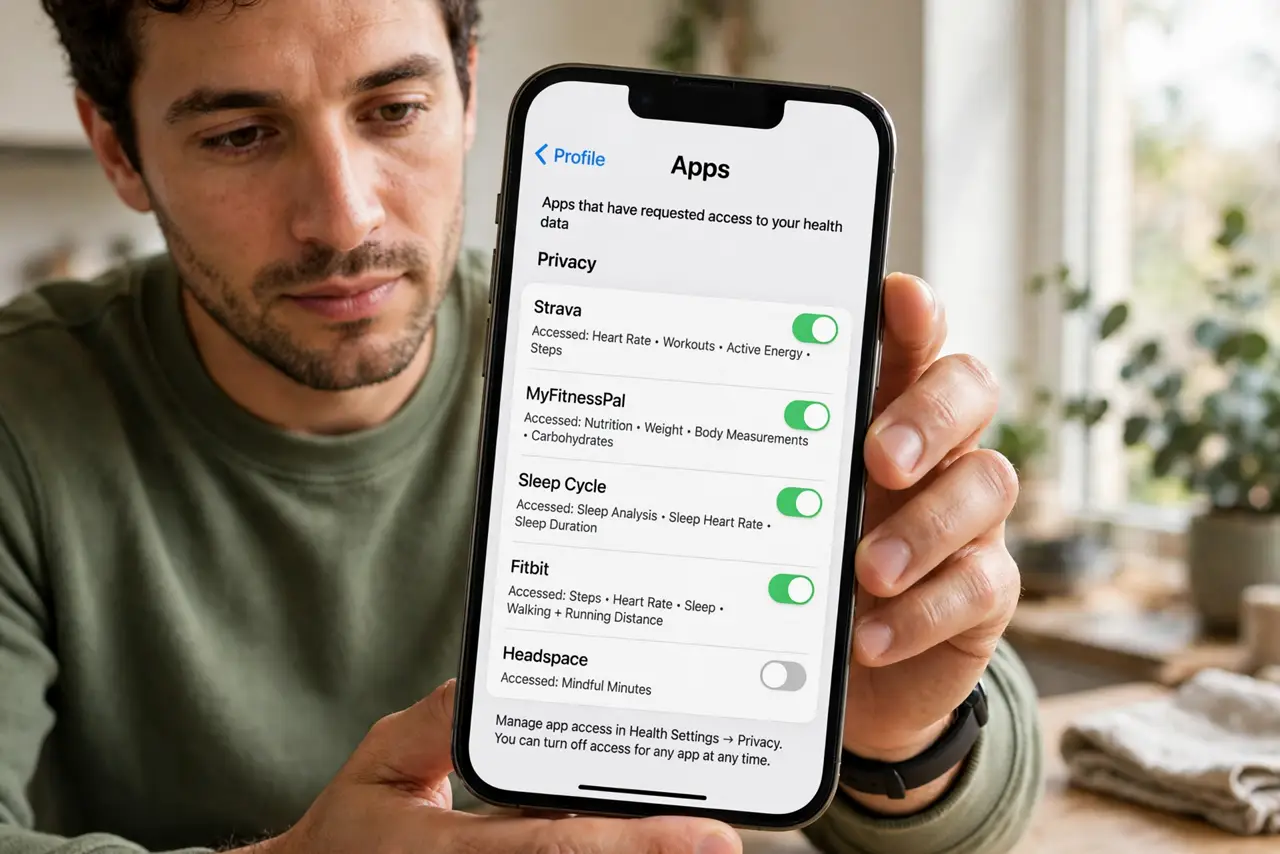 A person performing the first step of the guide: Open the Health app's sharing list.