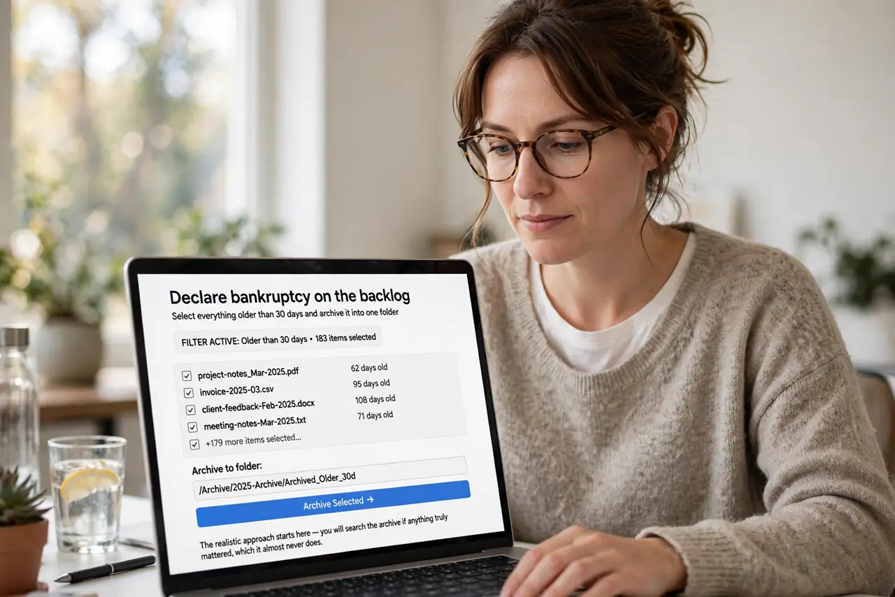 A person performing the first step of the guide: Declare bankruptcy on the backlog.