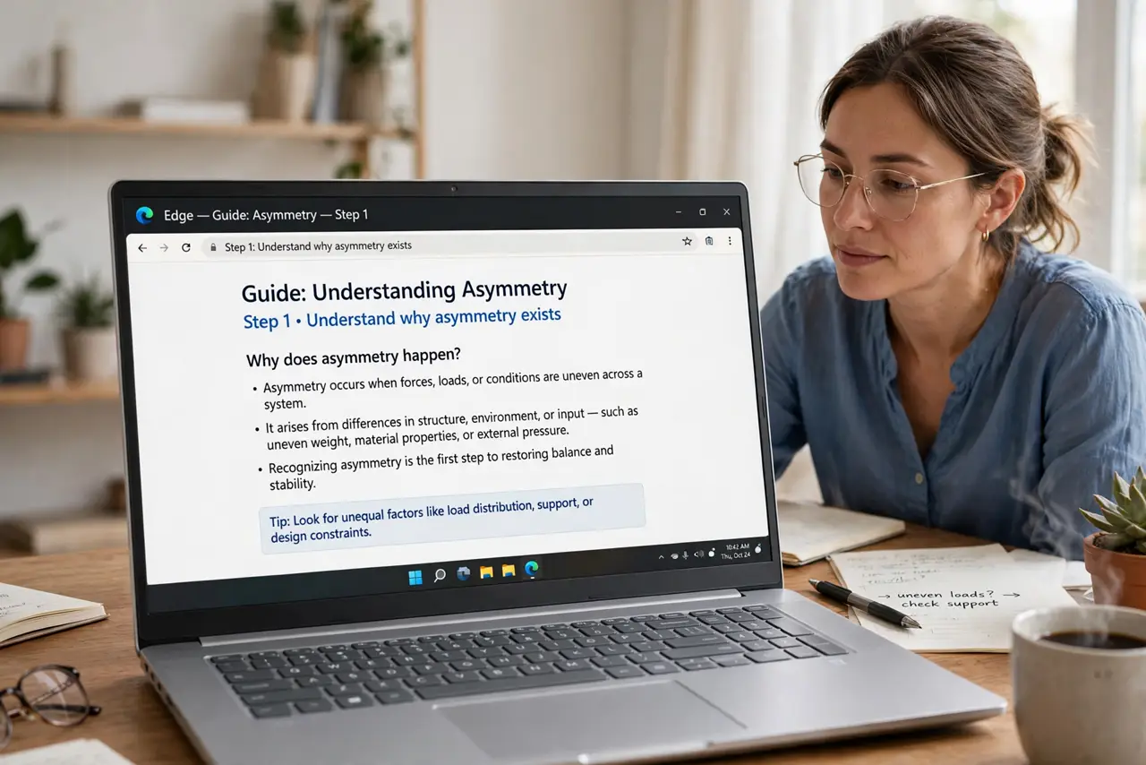 A person doing the guide's first step: Understand why asymmetry exists.