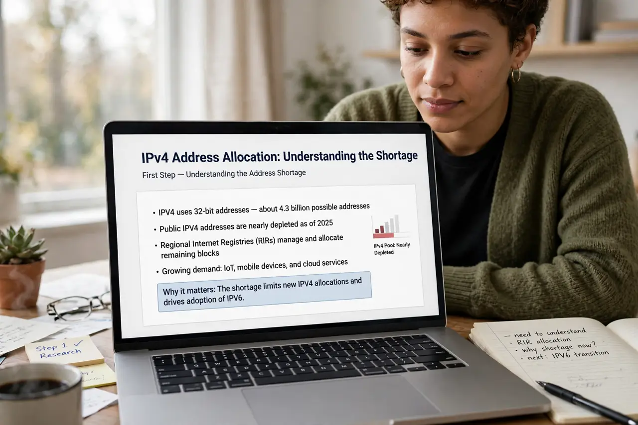 A person carrying out step one: understand the address shortage.