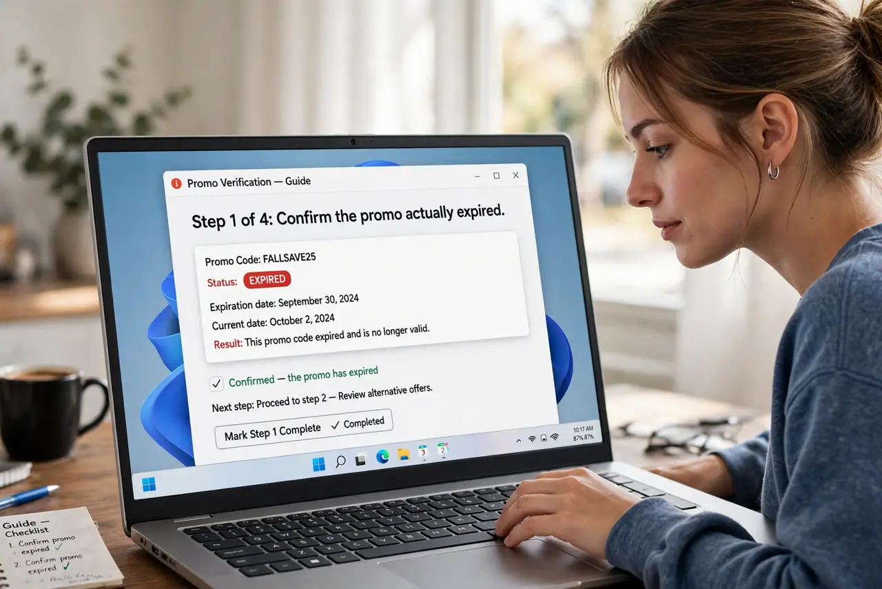 A person doing the guide's first step: Confirm the promo actually expired.