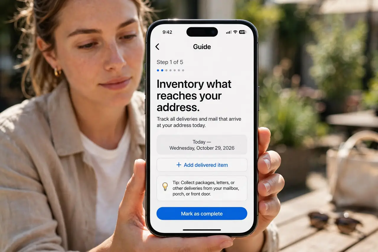 A person doing the guide's first step: Inventory what reaches your address.