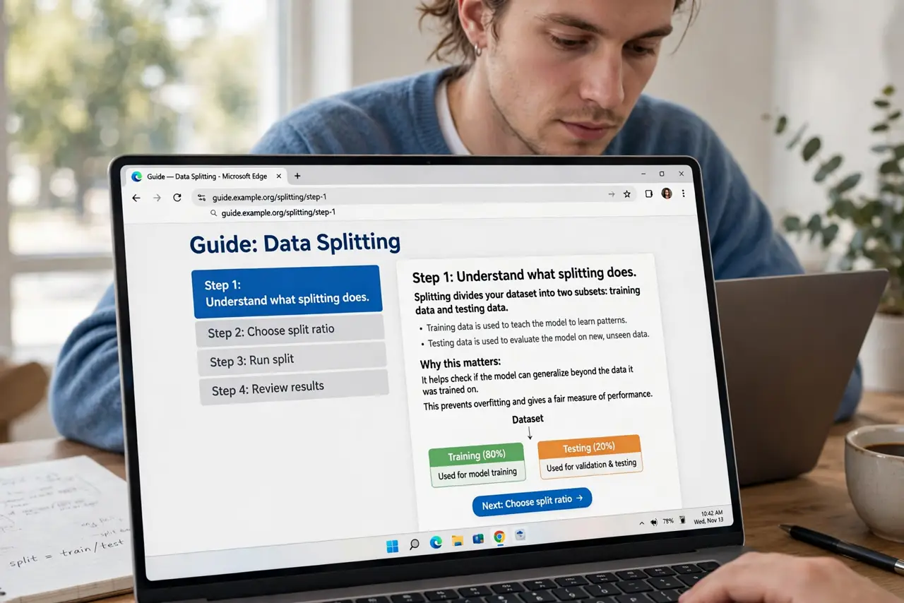 A person doing the guide's first step: Understand what splitting does.