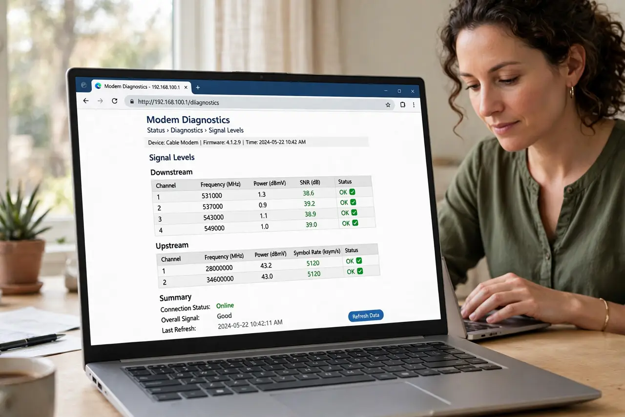 A person carrying out step one: open the diagnostics page.