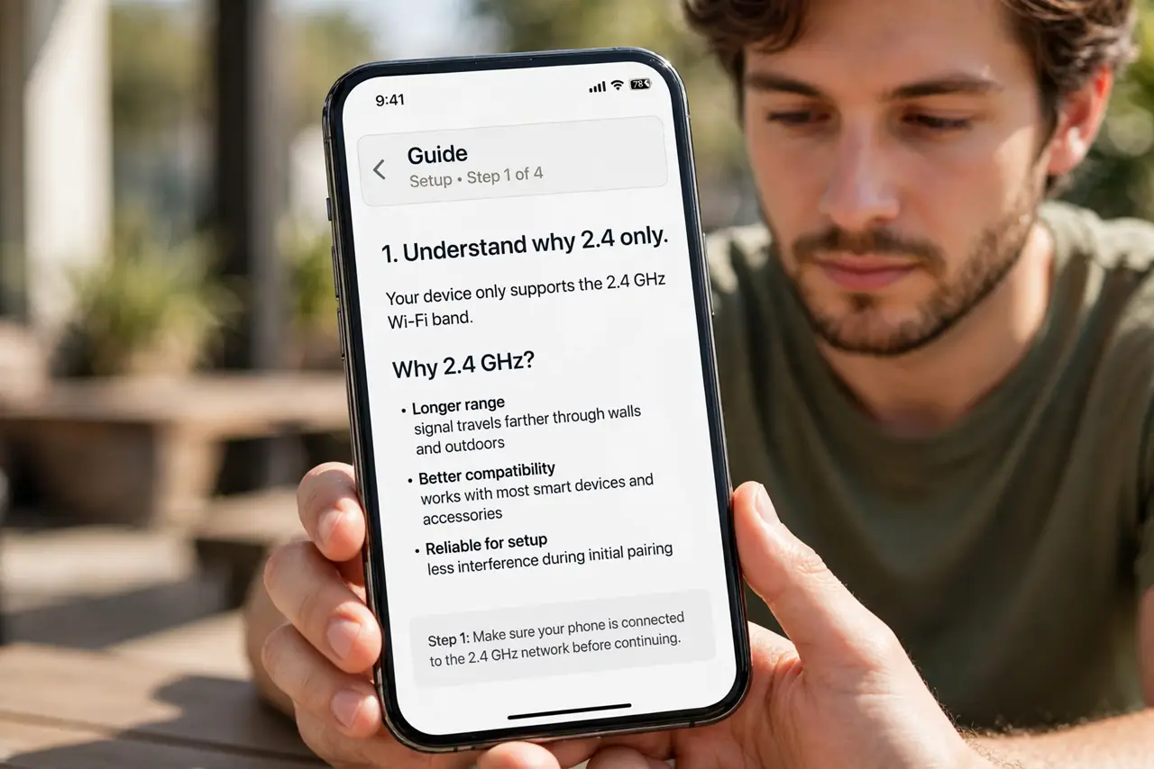 A person doing the guide's first step: Understand why 2.4 only.