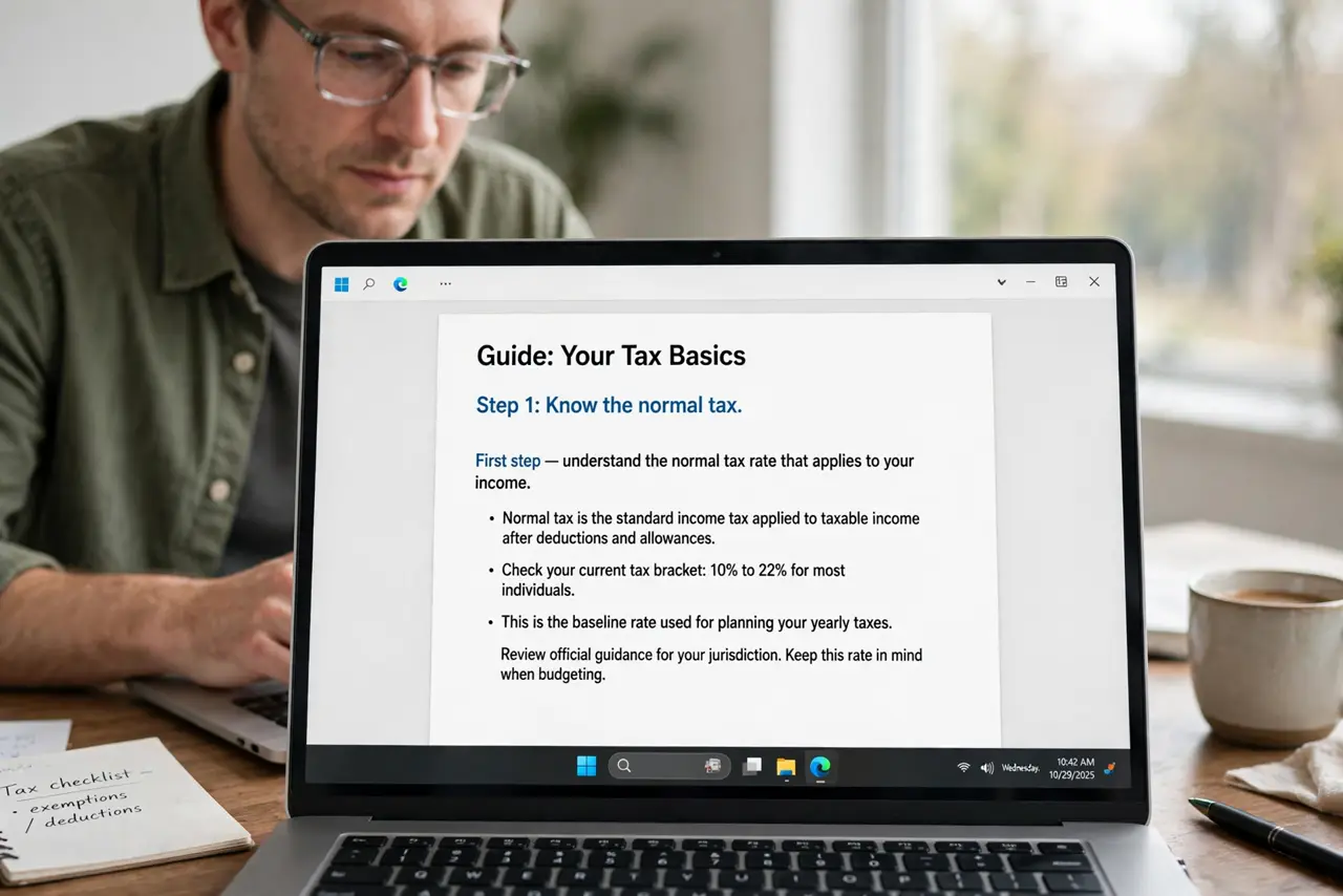 A person doing the guide's first step: Know the normal tax.