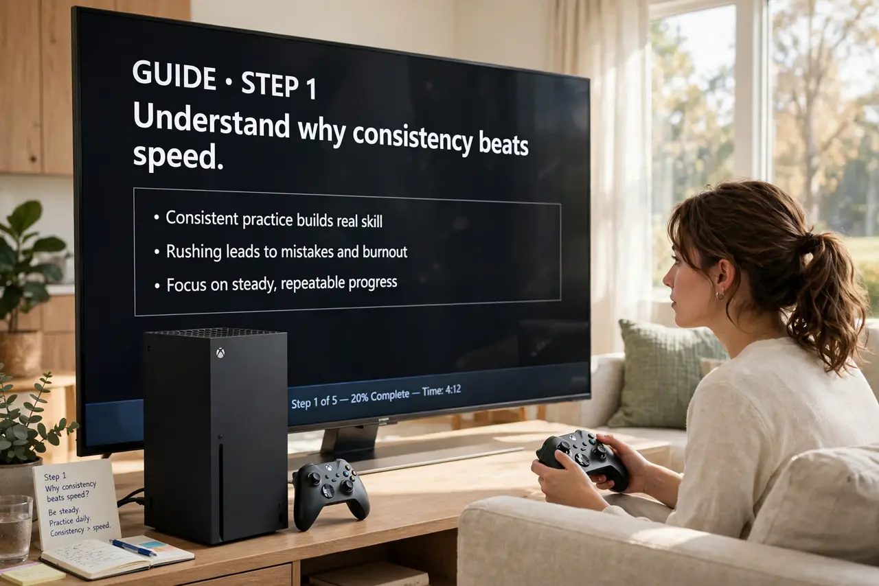 A person doing the guide's first step: Understand why consistency beats speed.