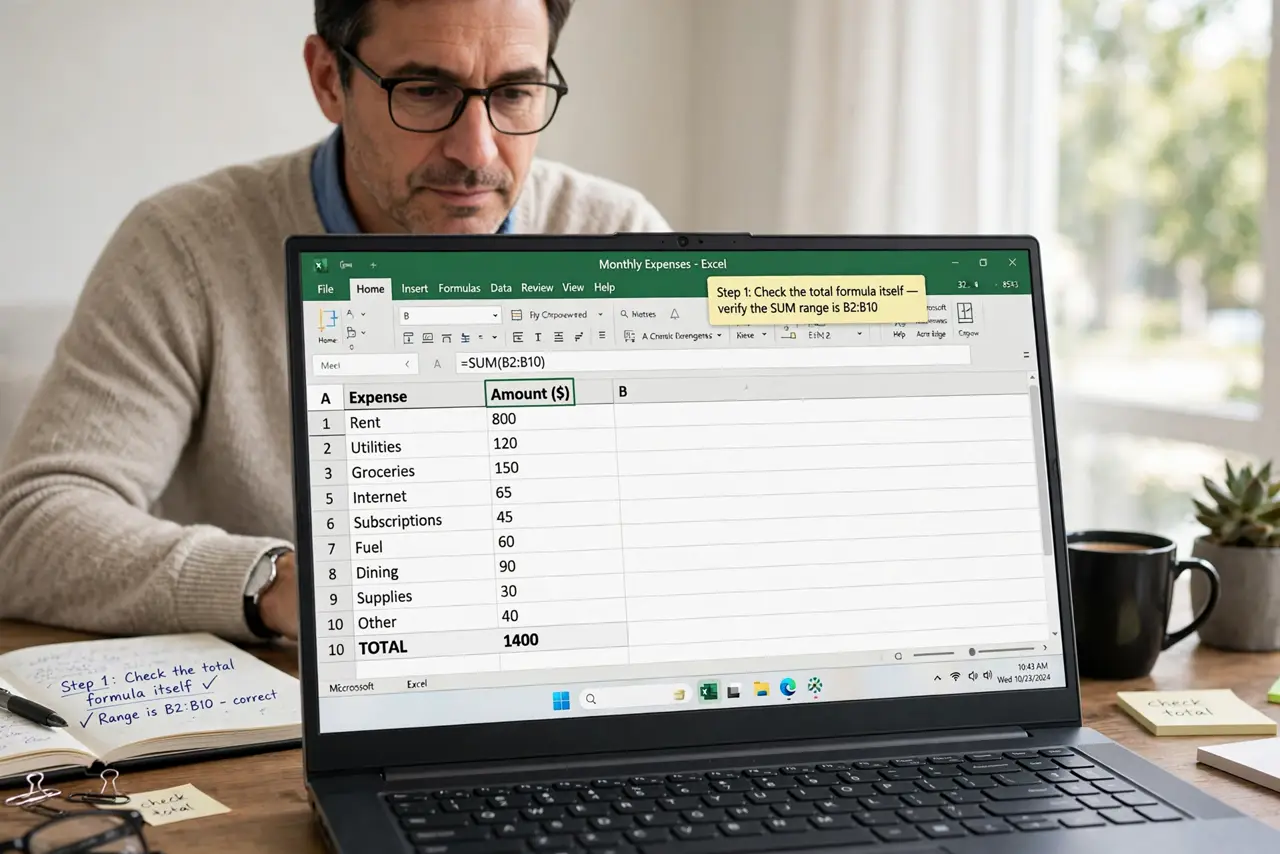 Person performing step 1 of Invoice Template Total Wrong? Fix It