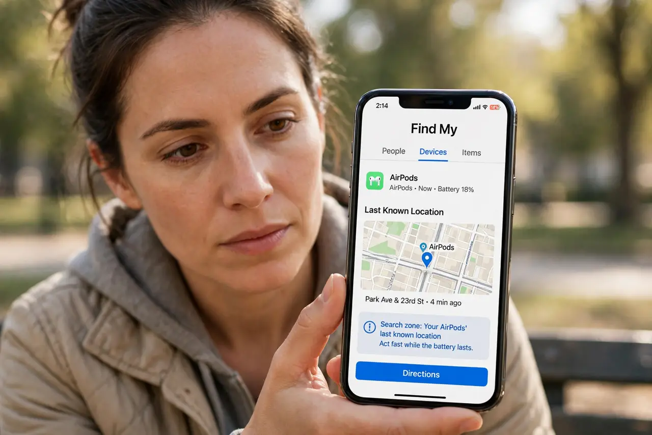 A person performing the first step of the guide: Open Find My immediately.