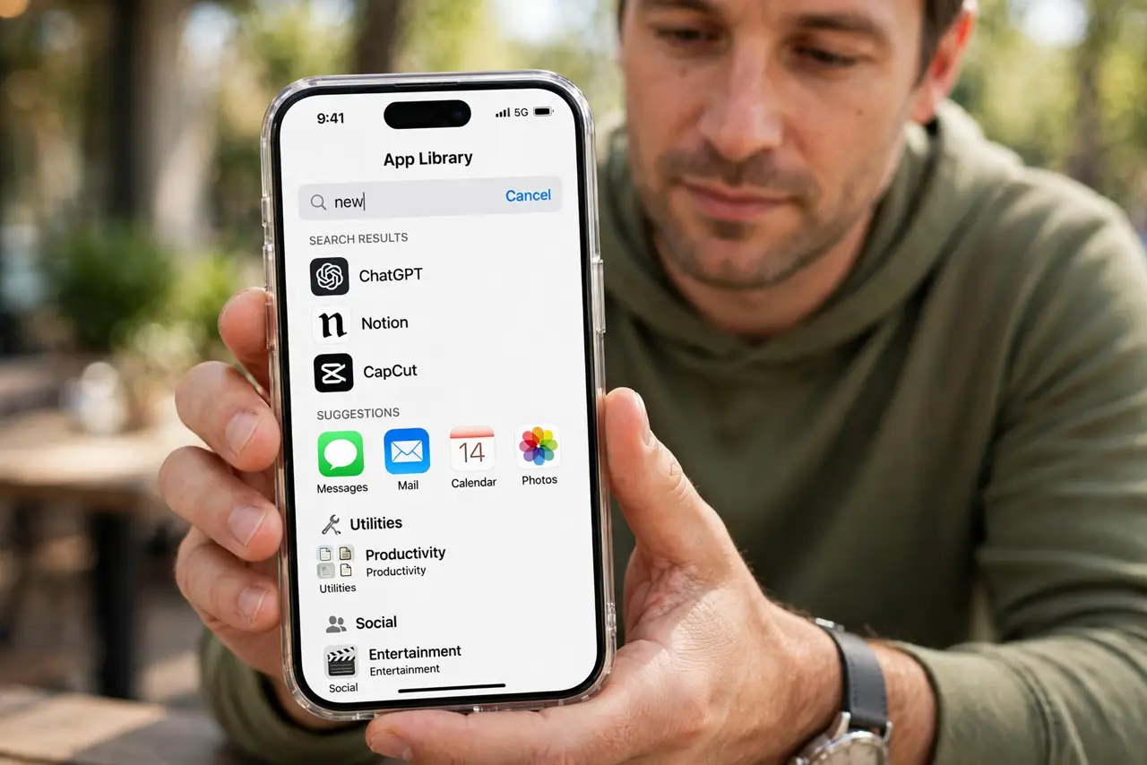 A New App Hides in the App Library Only — photo showing the situation described in the guide.
