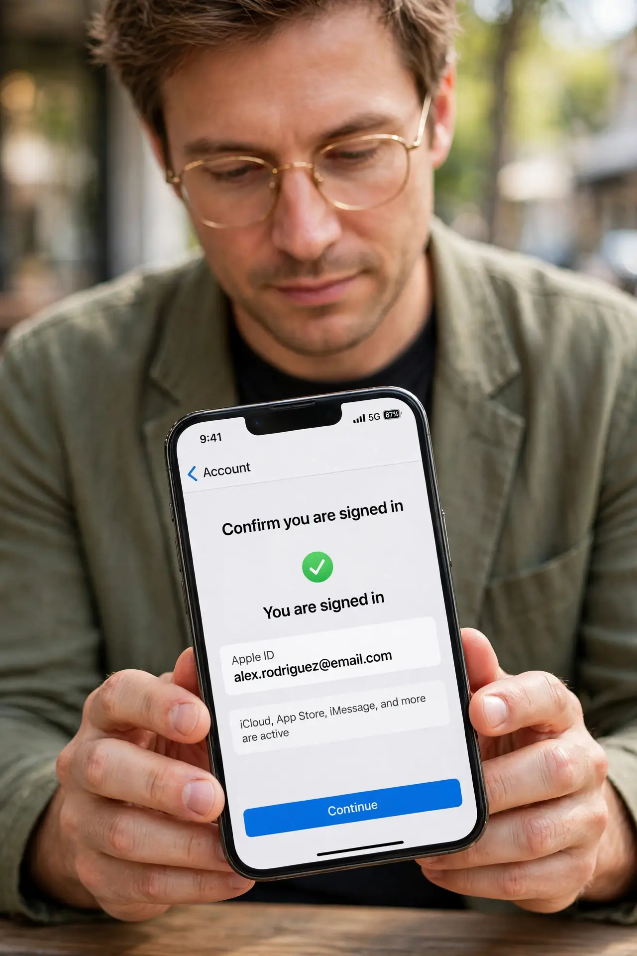 Person performing step 1: Confirm you are signed in. Open the App Store, tap your profile, and confirm your Apple ID is signed in. A signed-out store leaves...