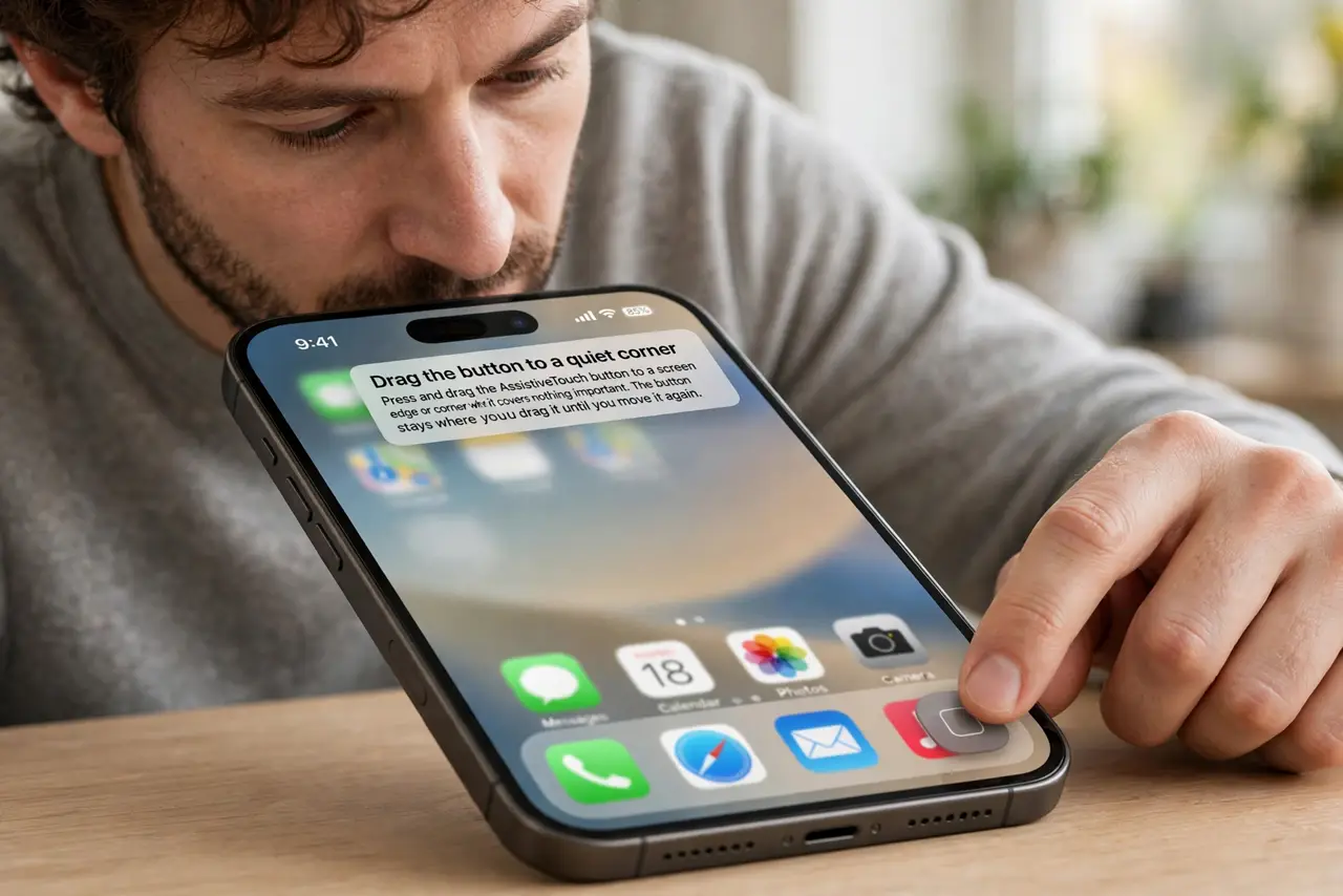 AssistiveTouch Button Gets in the Way — step 1 being performed on the device.
