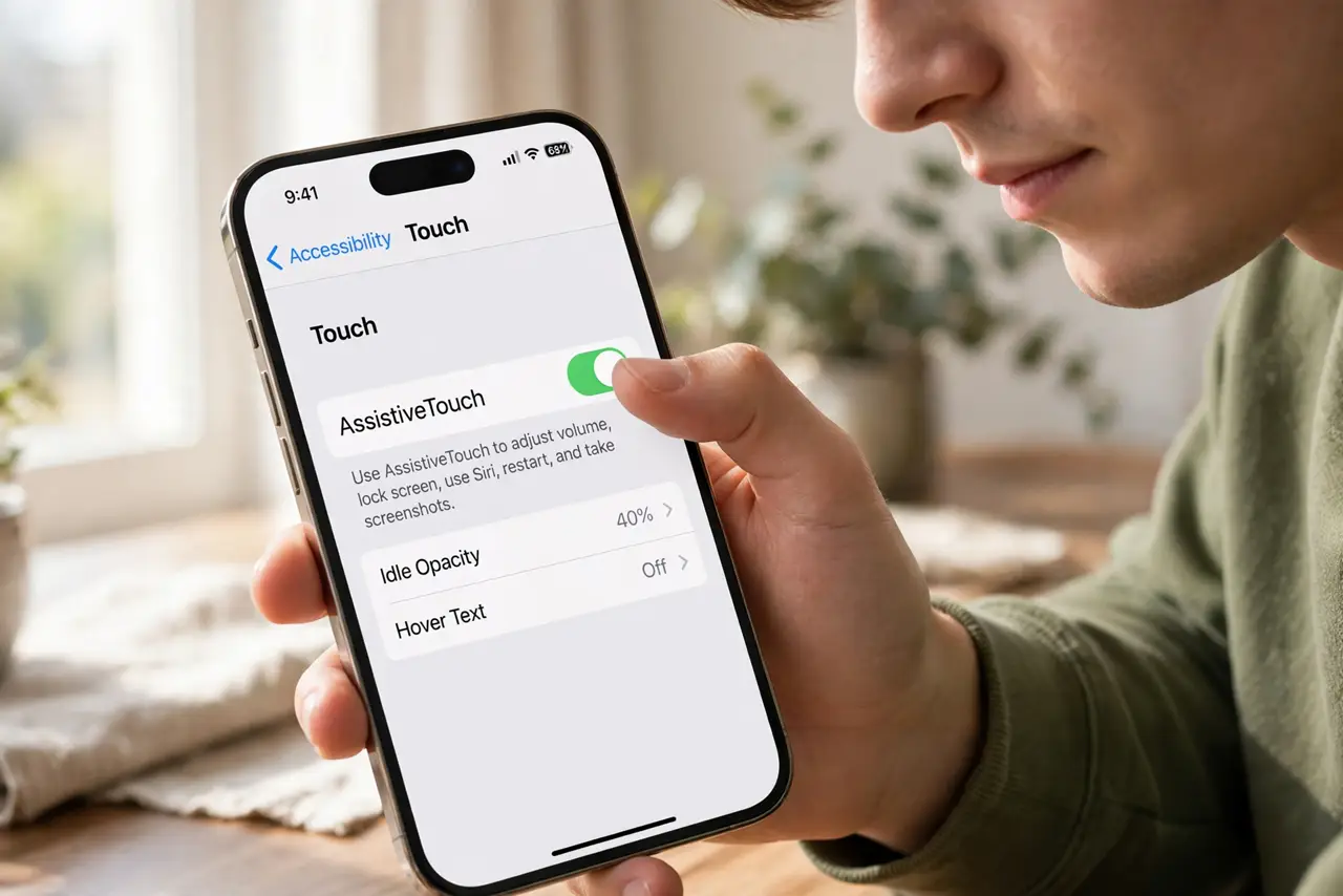 A person carrying out step one: turn it on.