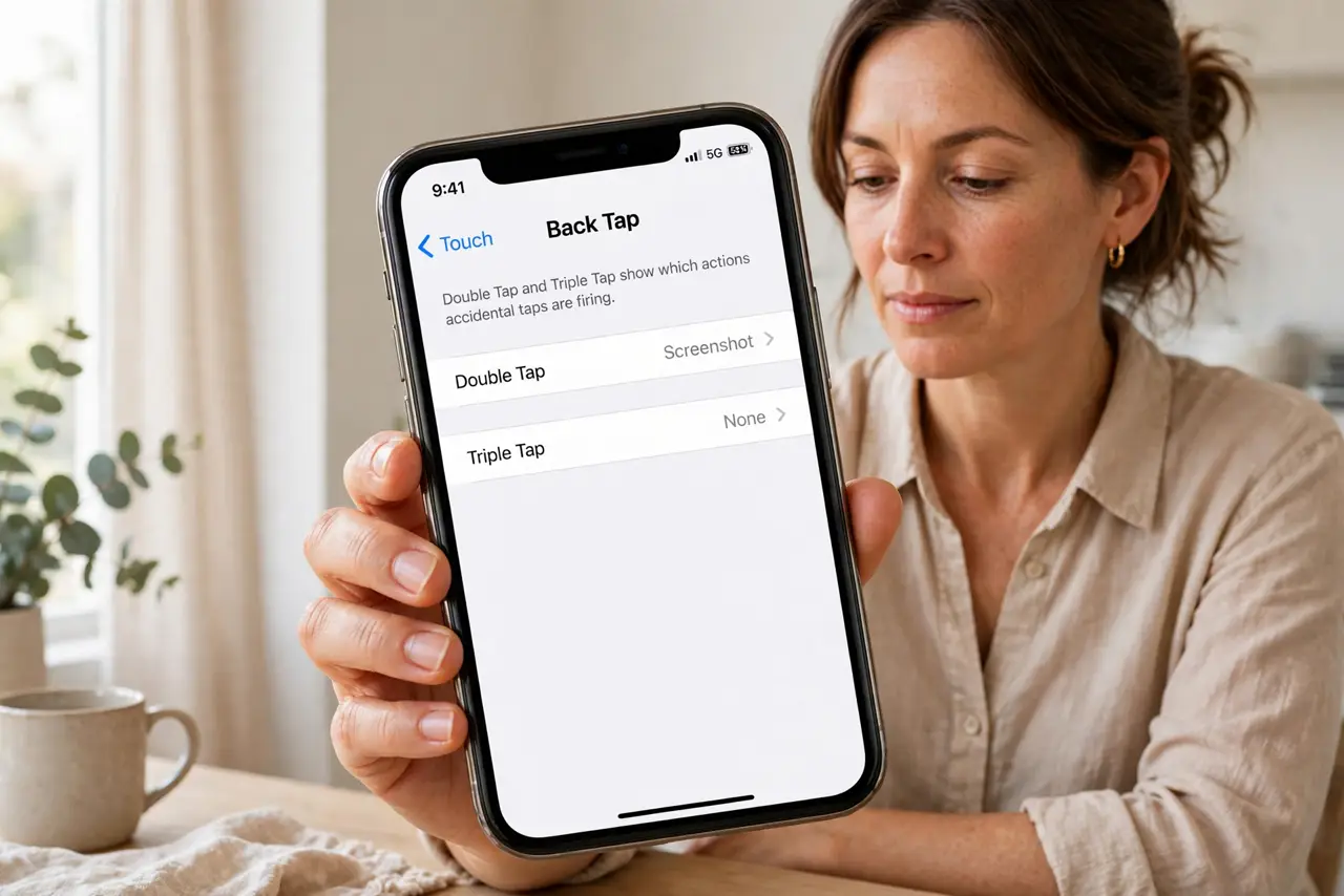 Back Tap Triggers by Accident on iPhone — step 1 being performed on the device.