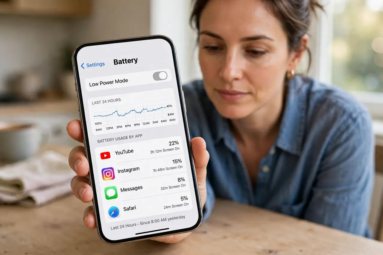 Background Refresh Drains Battery Overnight — step 1 being performed on the device.