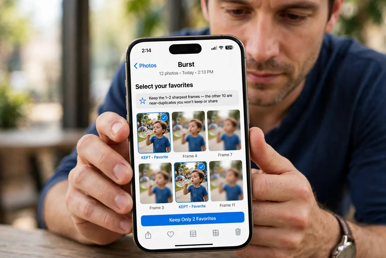 Burst Photos Fill Your iPhone Storage Fast — step 1 being performed on the device.
