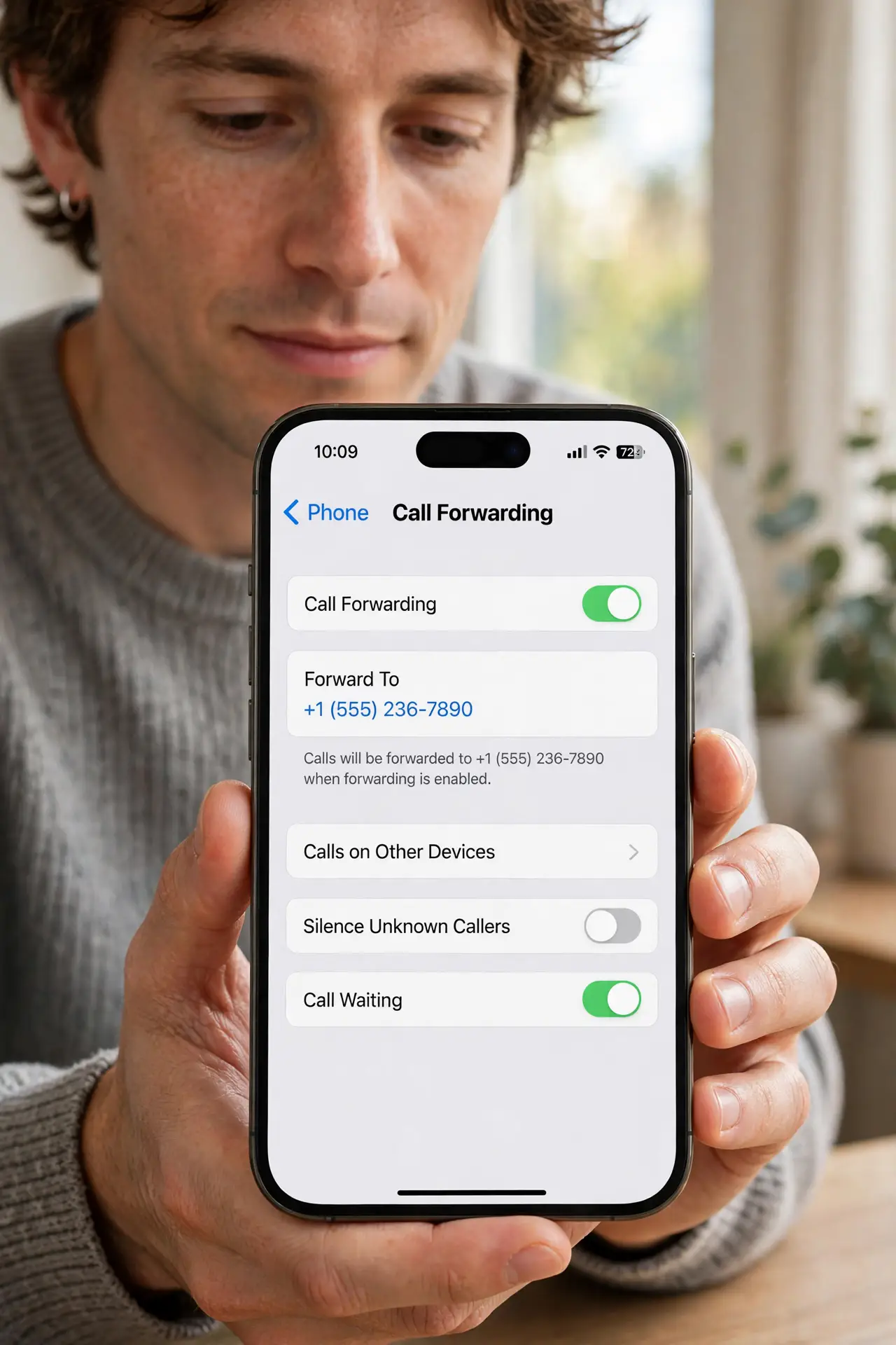 Call Forwarding Turns On by Itself — photo showing the situation described in the guide.