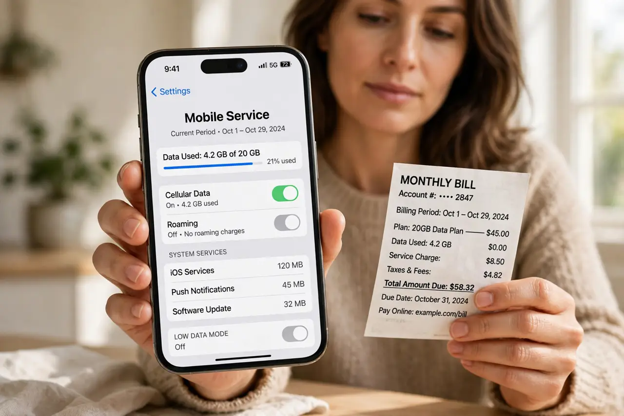 Cellular Data Stats Reset at the Wrong Date — photo showing the situation described in the guide.