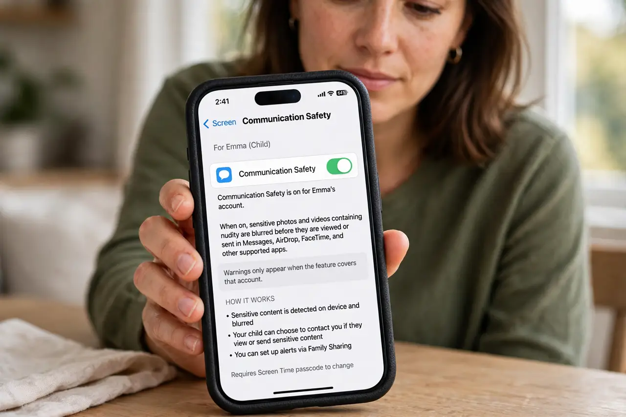 Communication Safety Blocks a Harmless Photo — step 1 being performed on the device.