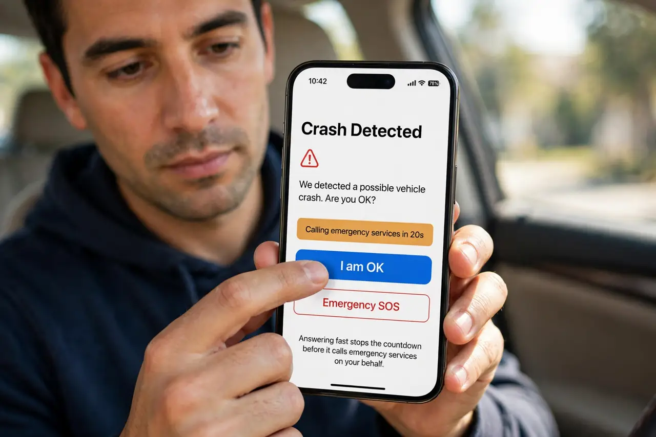 Crash Detection Alerts When Nothing Crashed — step 1 being performed on the device.