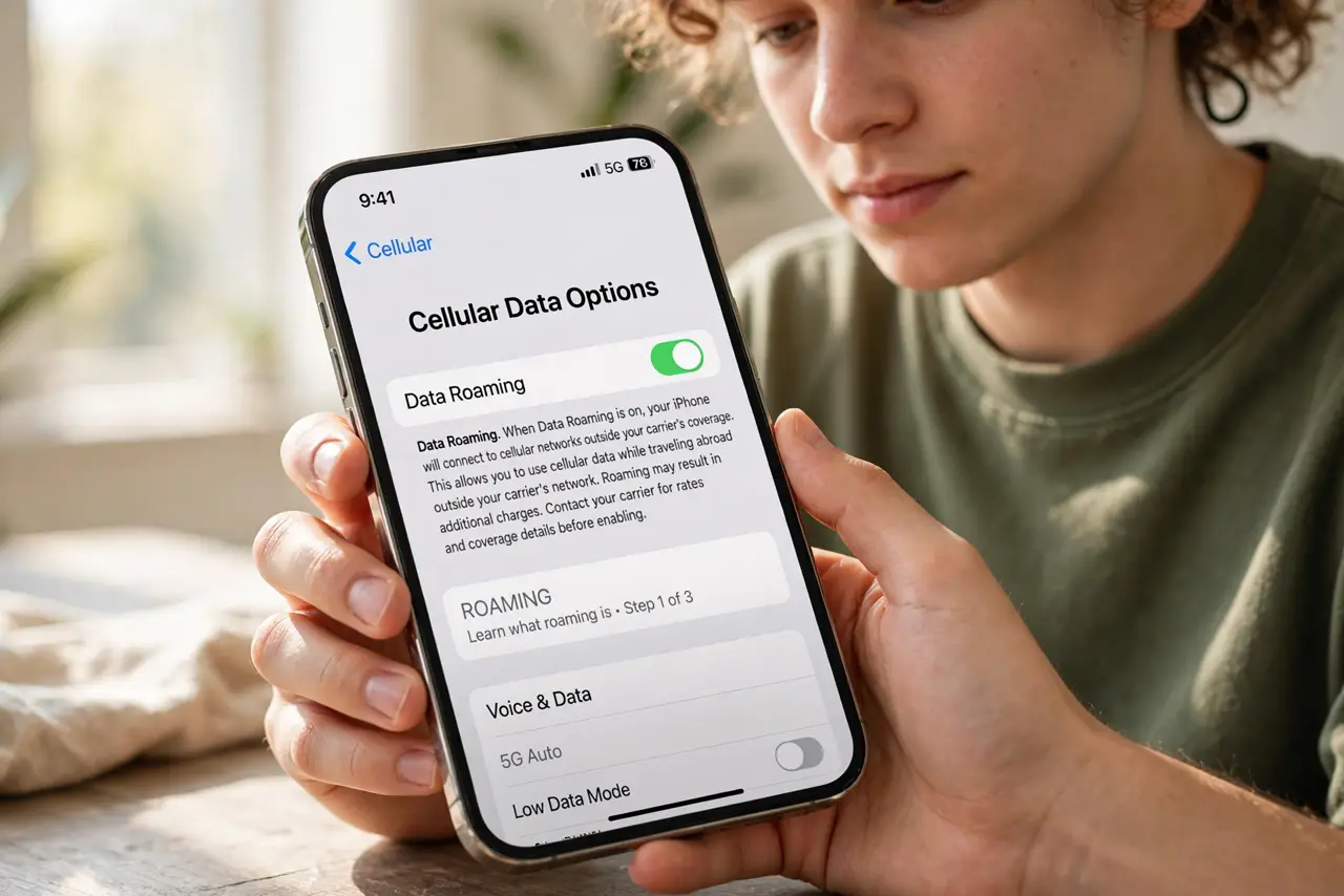 A person carrying out step one: learn what roaming is.