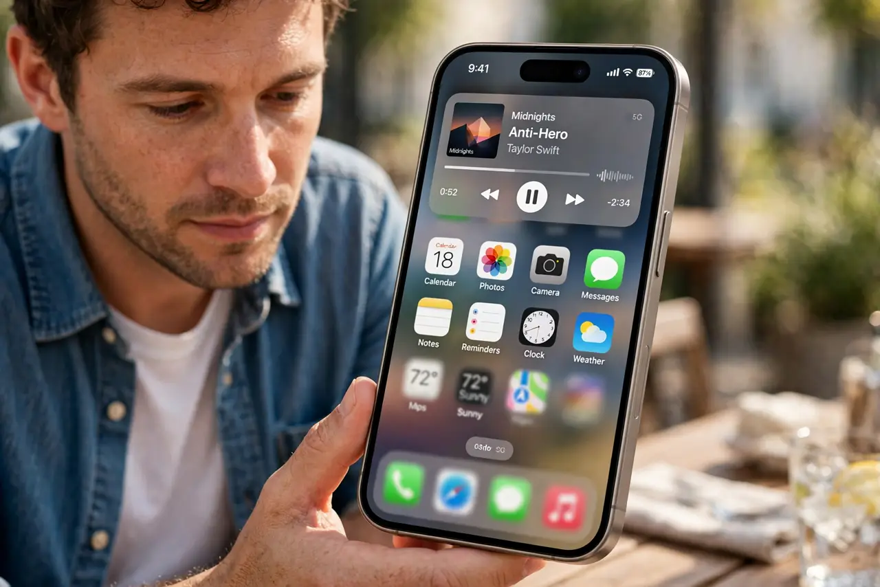 Dynamic Island Stays Expanded on iPhone — step 1 being performed on the device.