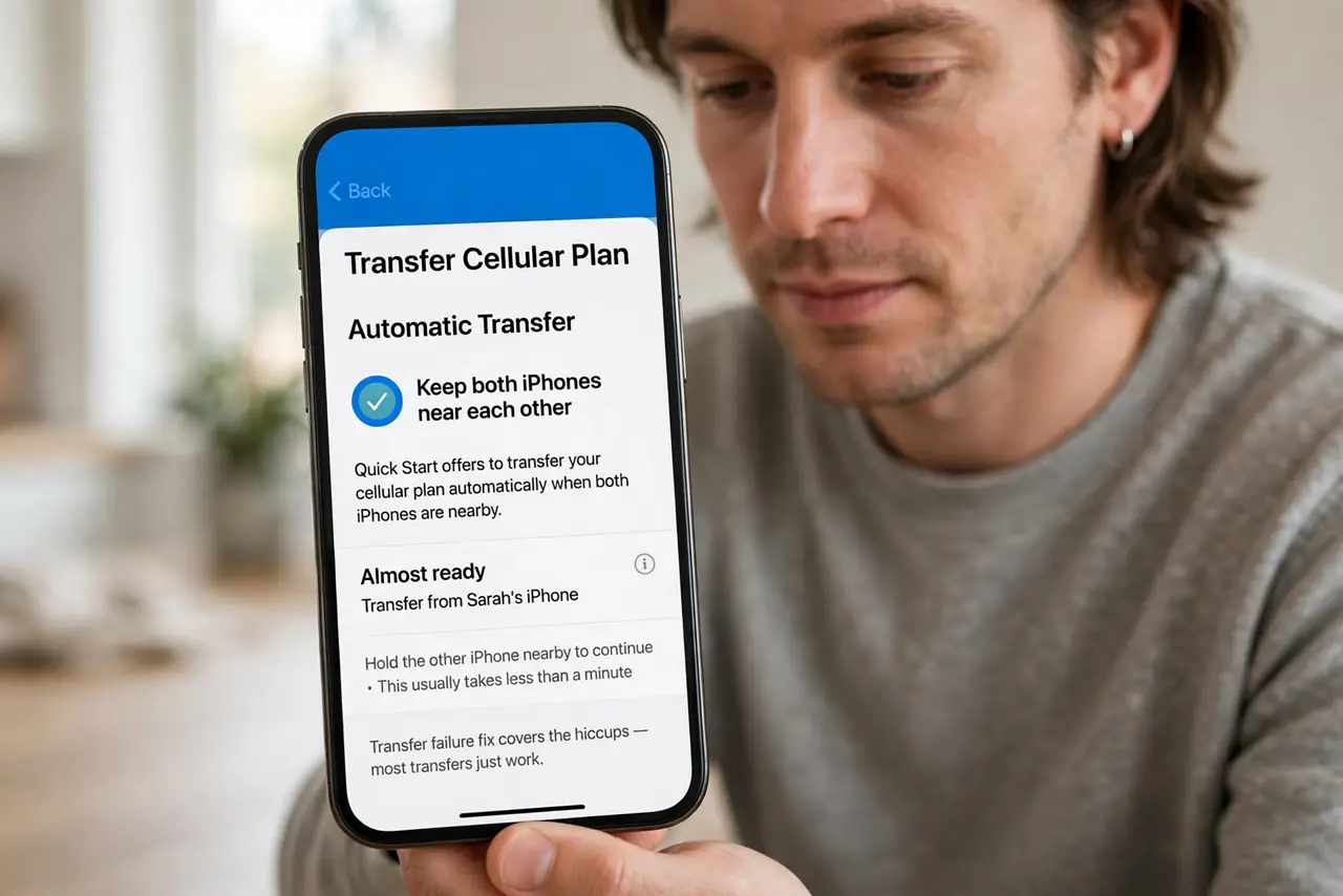 A person performing the first step of the guide: Try the automatic transfer.