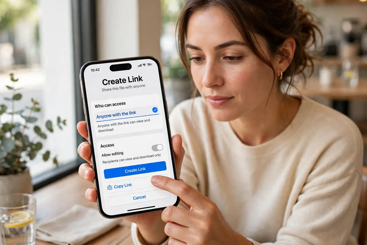 A person calmly performing the guide's first step: Create the link.