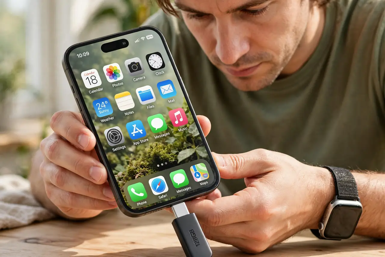 A person performing step 1: Connect the drive.
