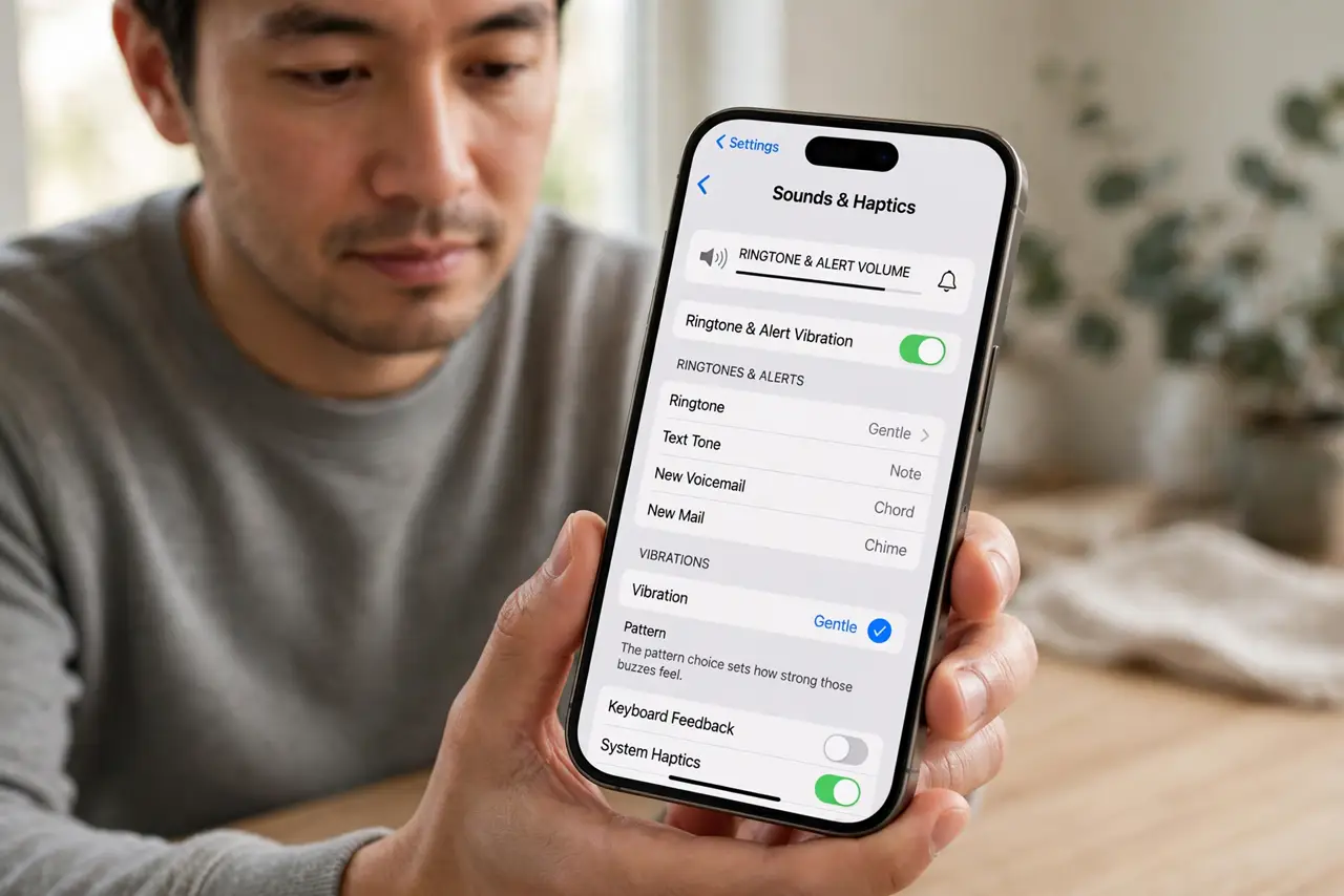Haptic Feedback Feels Too Strong on iPhone — step 1 being performed on the device.