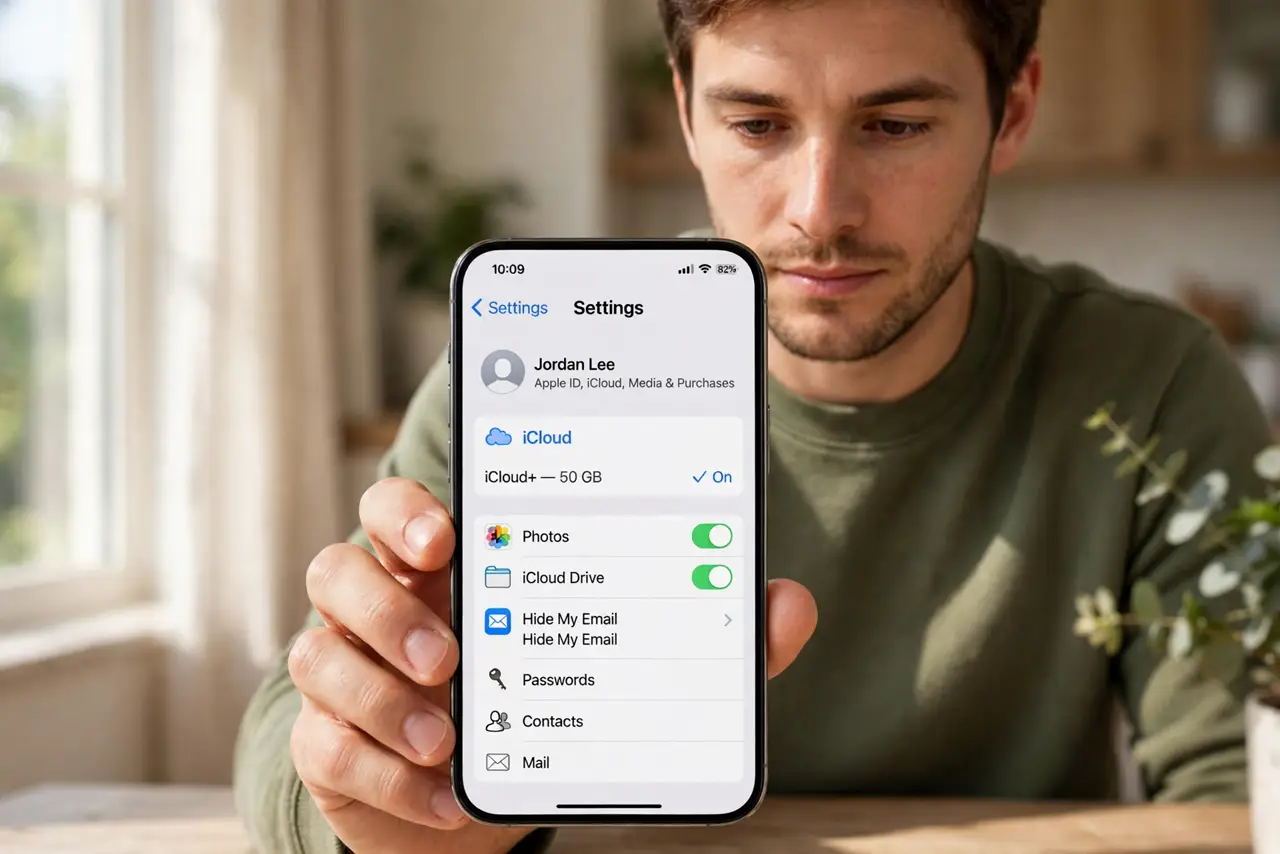 A person performing step 1: Confirm you have iCloud+.