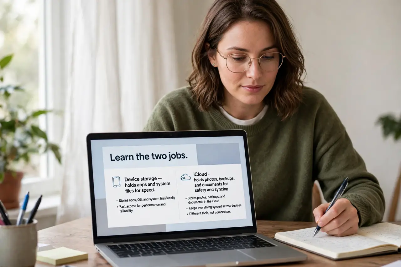 A person performing the first step of the guide: Learn the two jobs.