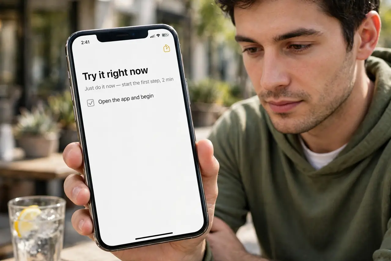 A person calmly performing the guide's first step: Try it right now.
