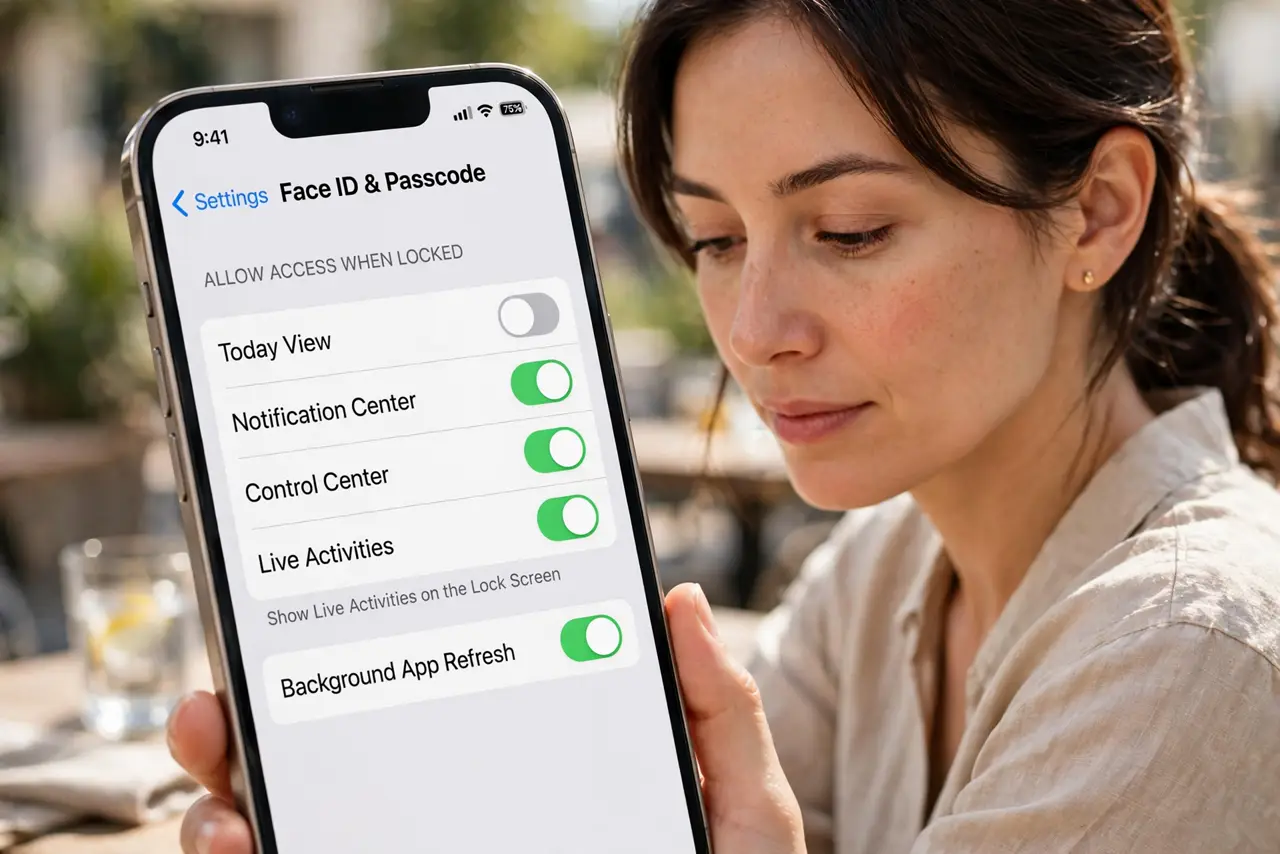 A person calmly performing the guide's first step: Enable Live Activities system-wide.