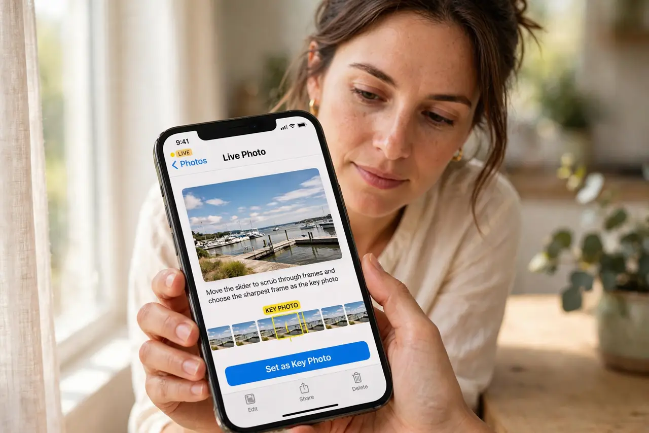 Turning a Live Photo Still Makes It Blurry — step 1 being performed on the device.