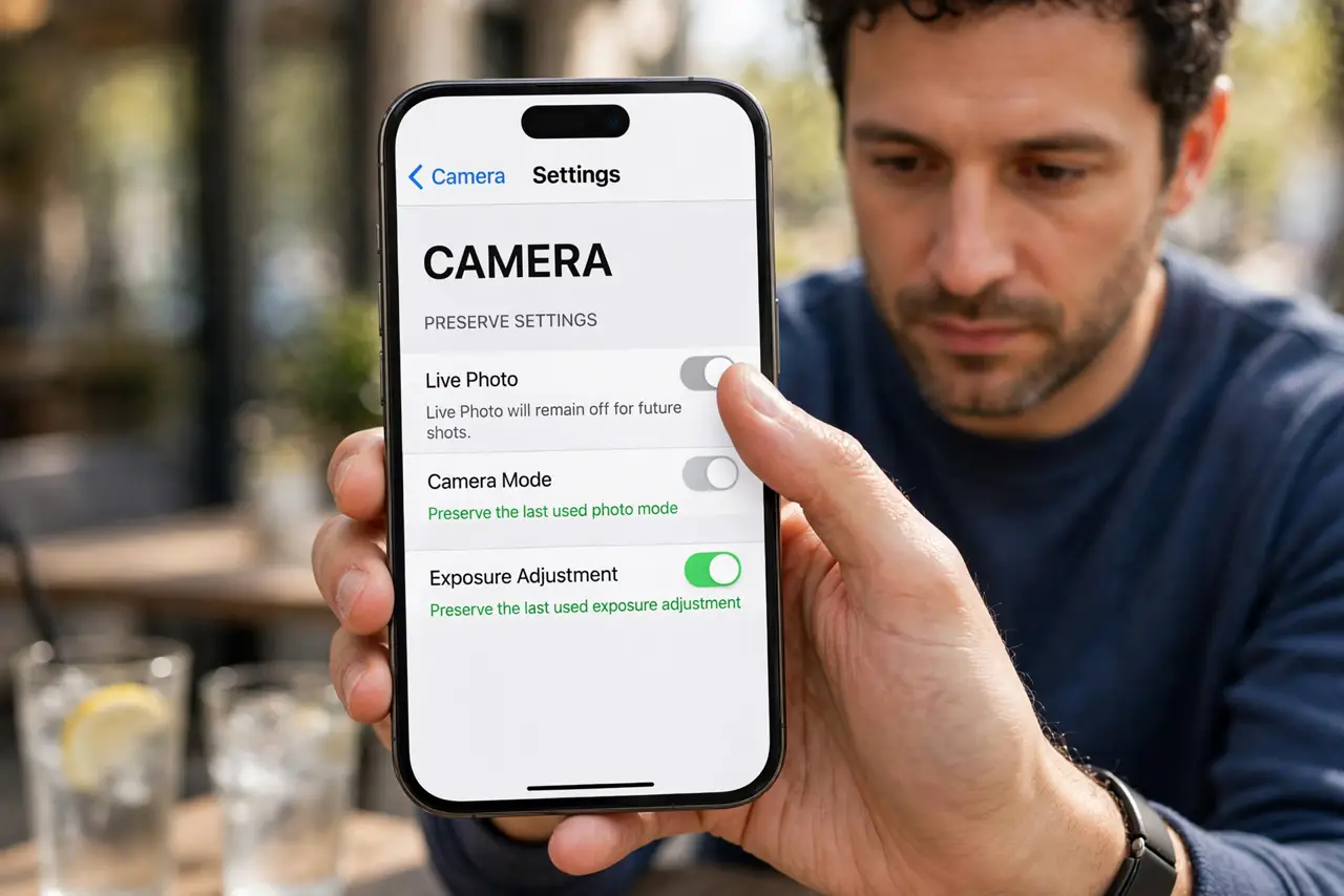 Step 1 in action for Live Photos Eat Too Much Space: Turn off Live for future shots.