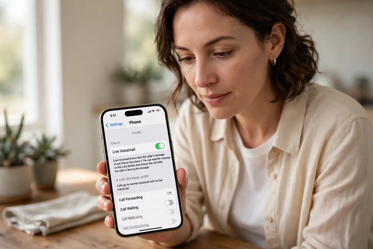 Live Voicemail Transcript Shows Up Blank — step 1 being performed on the device.