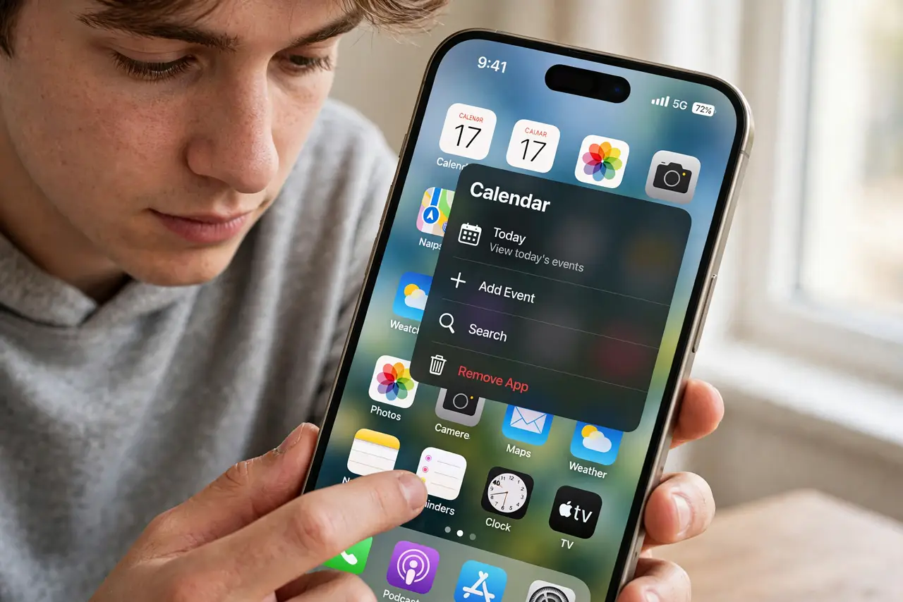 A person performing step 1: Long-press the app icon.