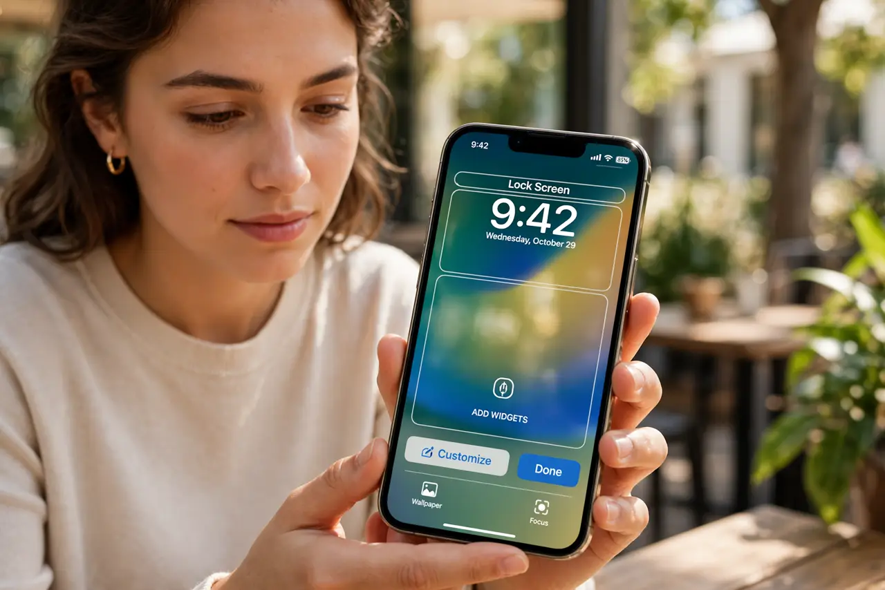 A person calmly performing the guide's first step: Open the lock screen editor.