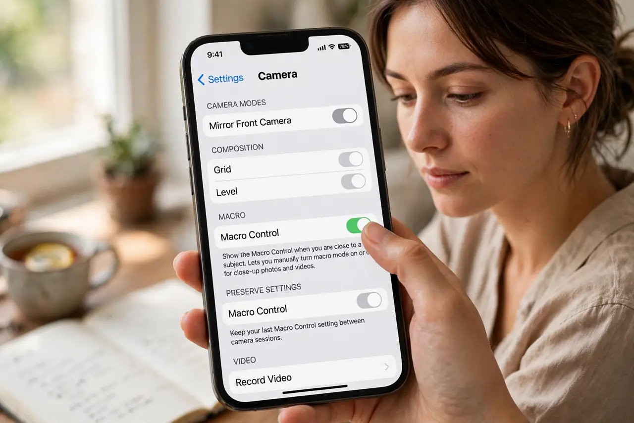 A person performing step 1: Enable Macro Control.