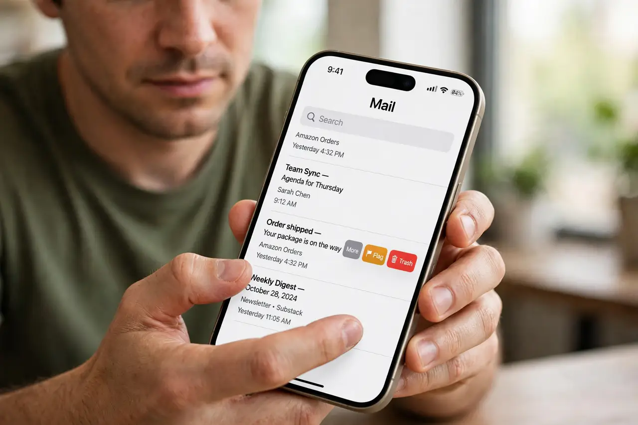 A Mail Swipe Deletes Instead of Archiving — photo showing the situation described in the guide.