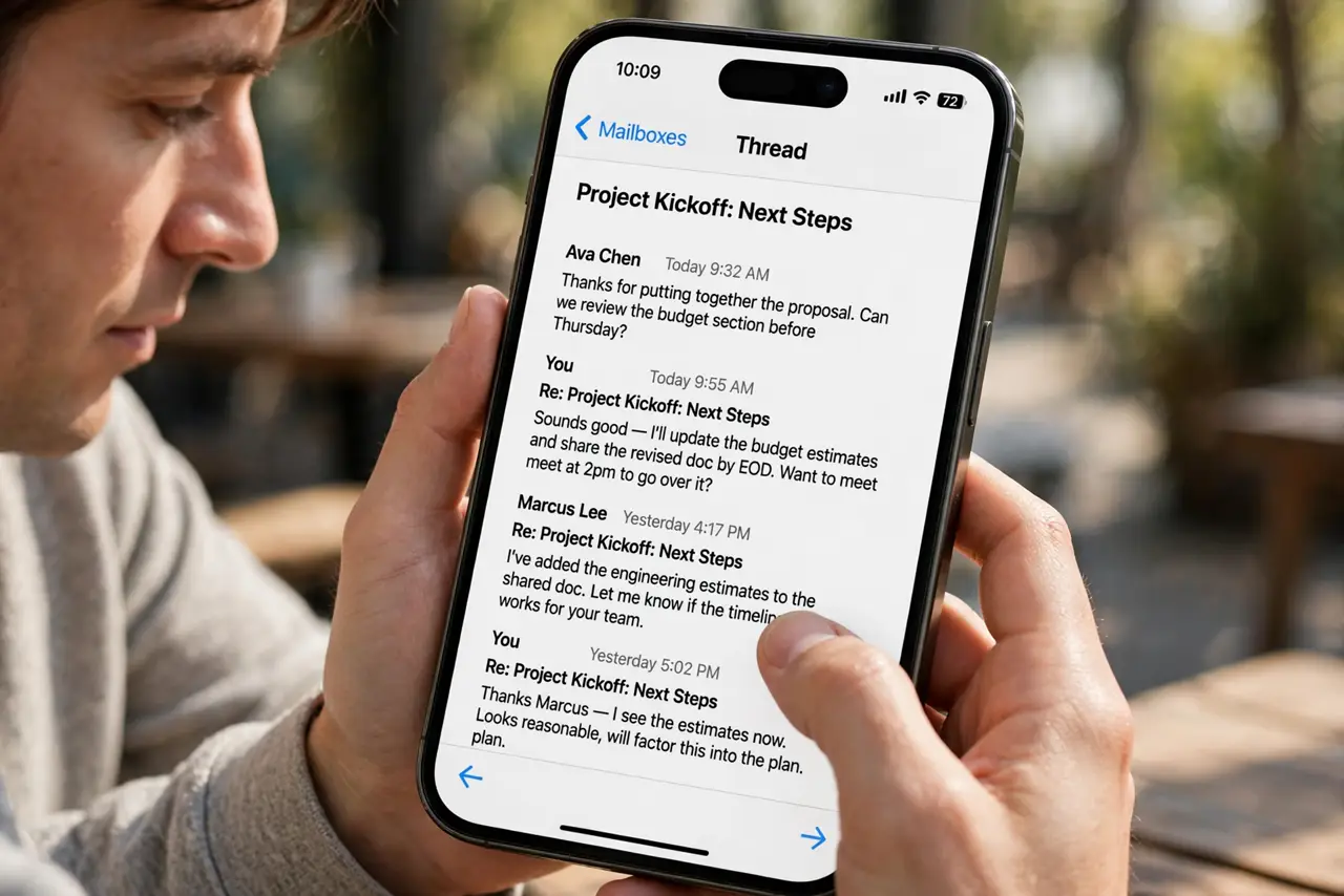 Mail Thread View Mixes Up Conversations — photo showing the situation described in the guide.