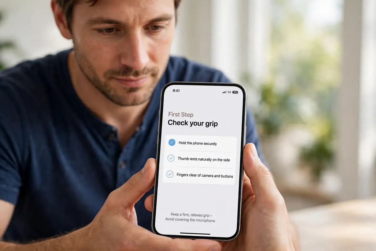A person performing the first step: Check your grip.