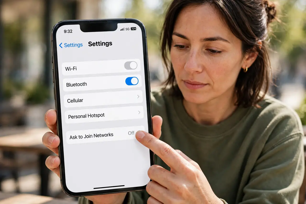 A person performing the first step: Toggle Wi-Fi off and on.