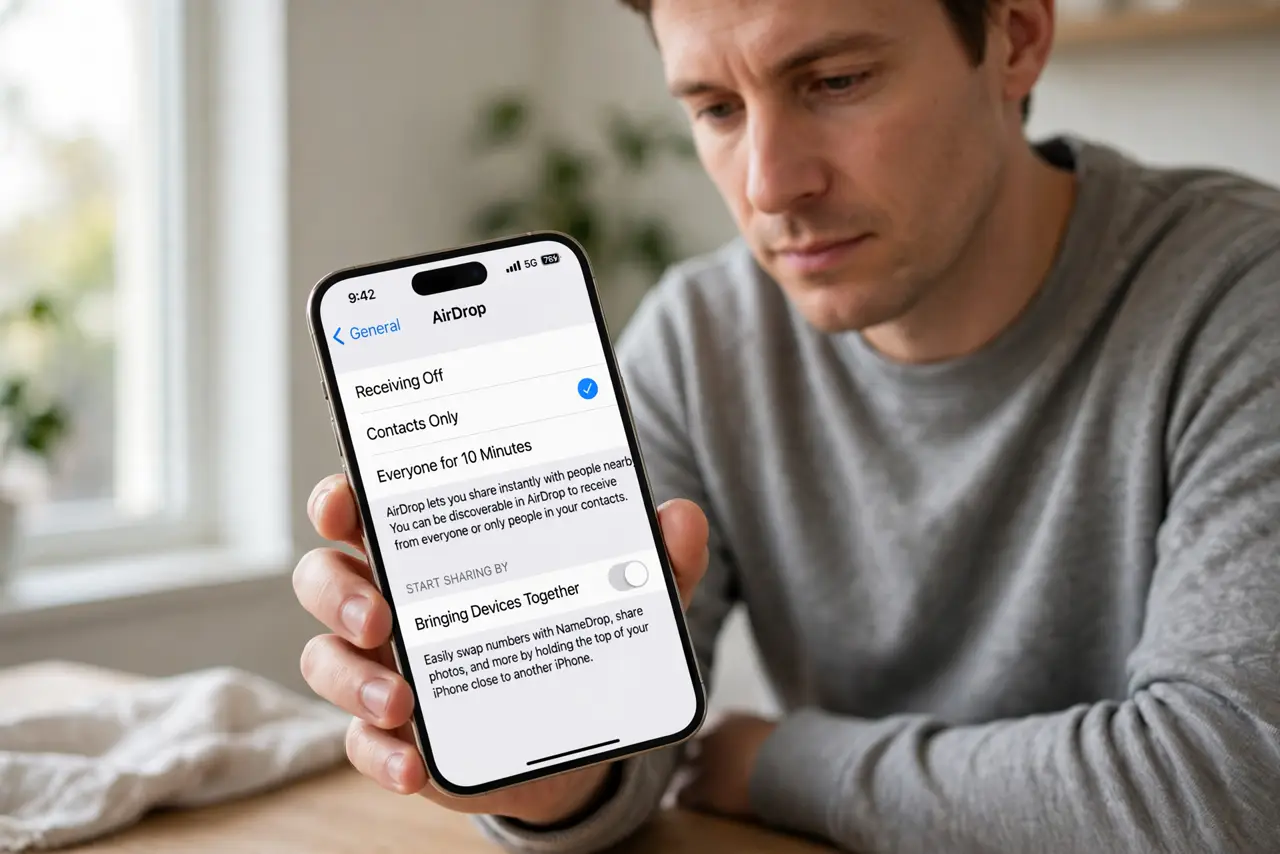 NameDrop Shares Your Contact Too Easily — step 1 being performed on the device.