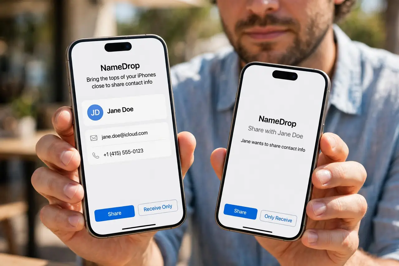 NameDrop Shares Your Contact Too Easily — photo showing the situation described in the guide.