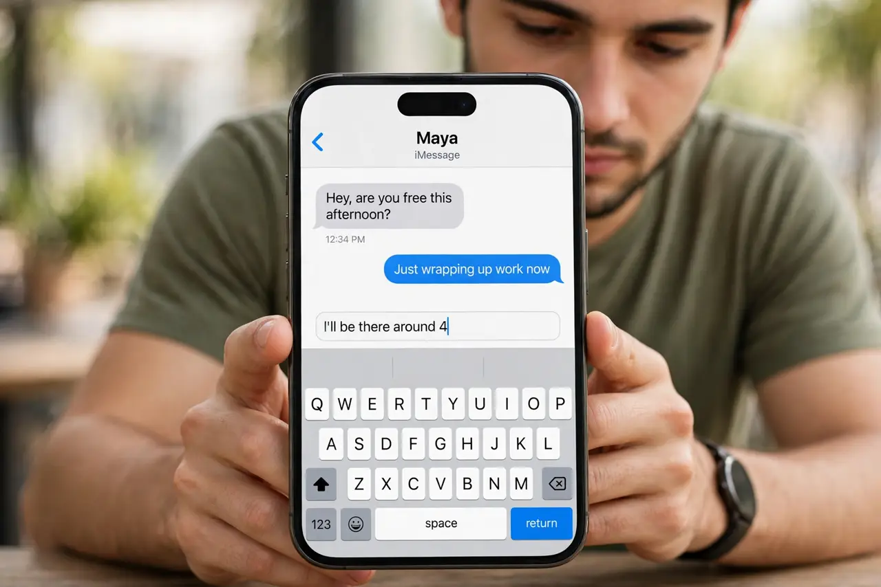 A person performing step 1: Open any typing field.