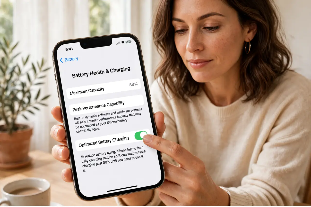 A person performing the first step of the guide: Enable it on iPhone.