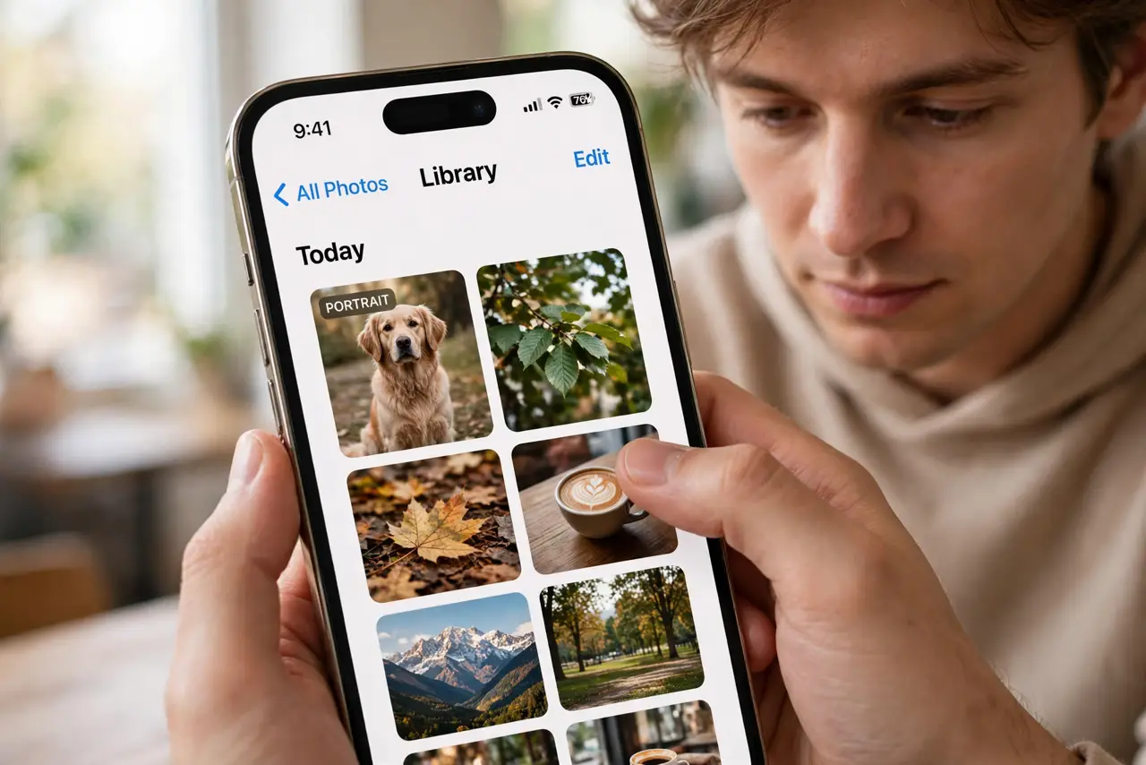 A person performing step 1: Open the portrait and tap Edit.