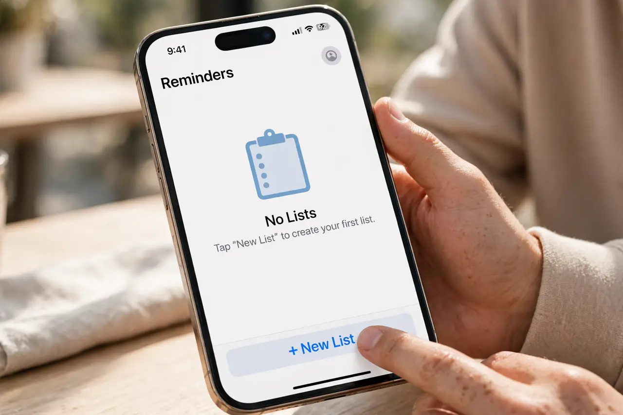 A person carrying out step one: create your first list.